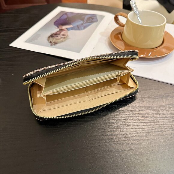 $10 ADD ON ITEM- Chevron Wallet Clutch Zipper Long Card Holder Black White Purse - Picture 5 of 8